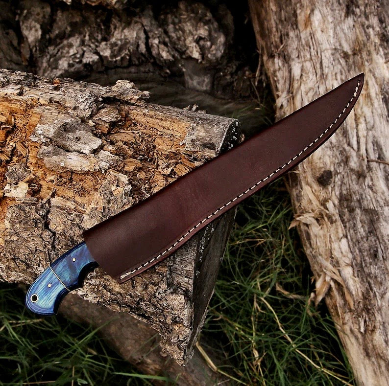 Knives with Belt Sheath – Handmade 8" Rasp Steel Sheep Horn Hunting Knife