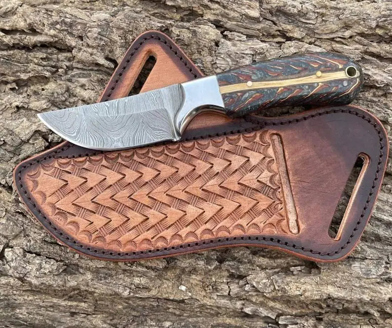 Winter Edition – Custom Handmade Cowboy Knife with Belt Rope Leather Sheath