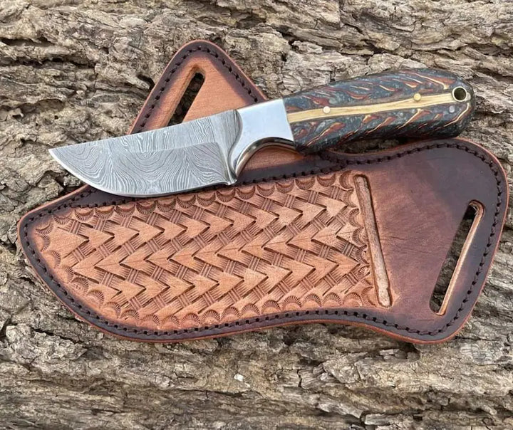 Winter Edition – Custom Handmade Cowboy Knife with Belt Rope Leather Sheath