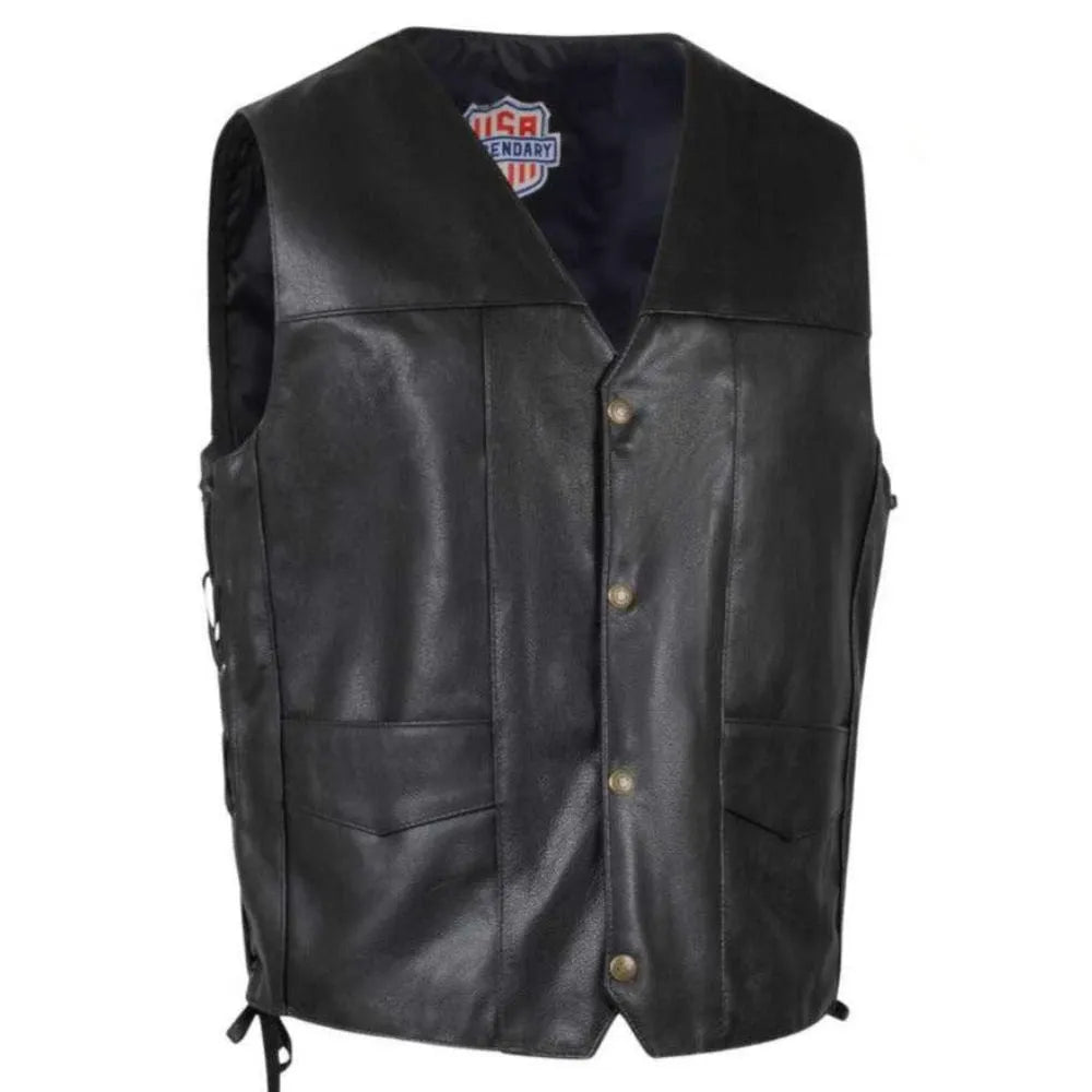 Legendary Dixon Men's Leather Motorcycle Vest