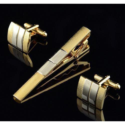Flashy Tie Bar/Clip With Matching Cufflinks