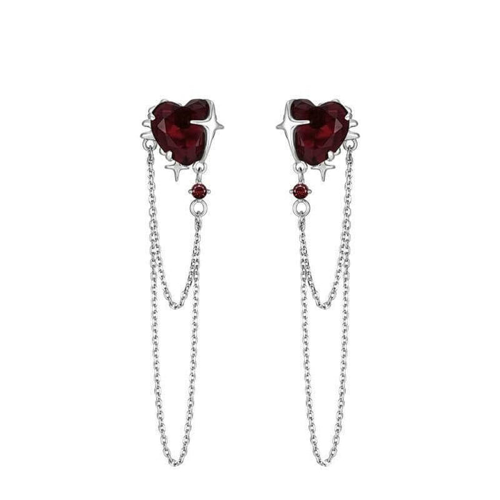 Gothic Heart Tassel Zircon Copper Stud Earrings