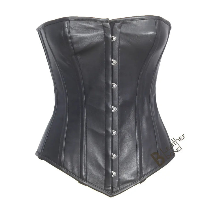 Genuine / Real Sheep Leather & Steel Spiral Boned Black Corset.