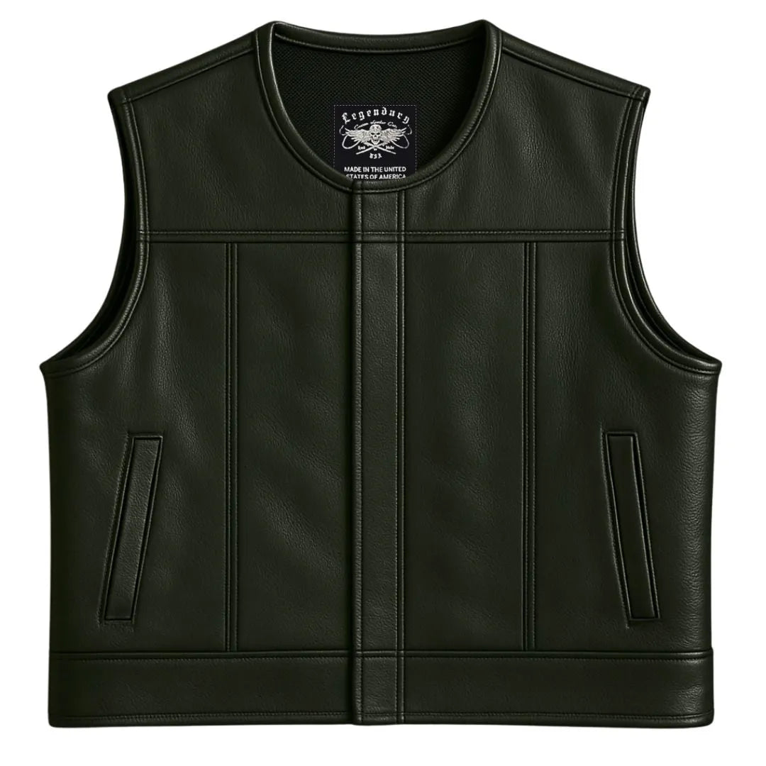 Legendary Lowlife NCP Black Cropped Fitted Leather Club Style Motorcycle Vest