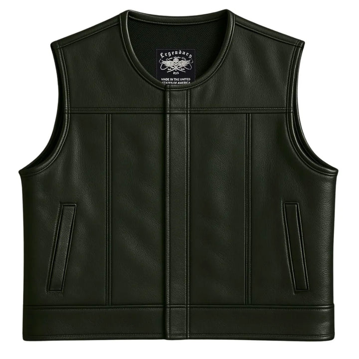 Legendary Lowlife NCP Black Cropped Fitted Leather Club Style Motorcycle Vest