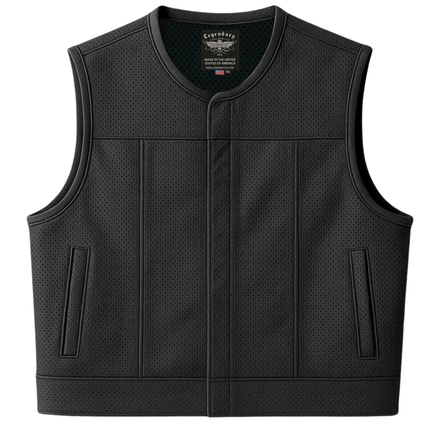 Legendary LowLife NCP Perforated Leather Cropped Fitted Club Style Motorcycle Vest