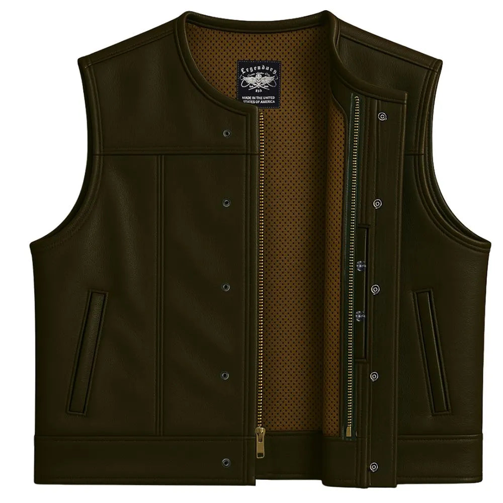 Legendary LowLife NCP Dark Chocolate Cropped Fitted Leather Club Style Motorcycle Vest