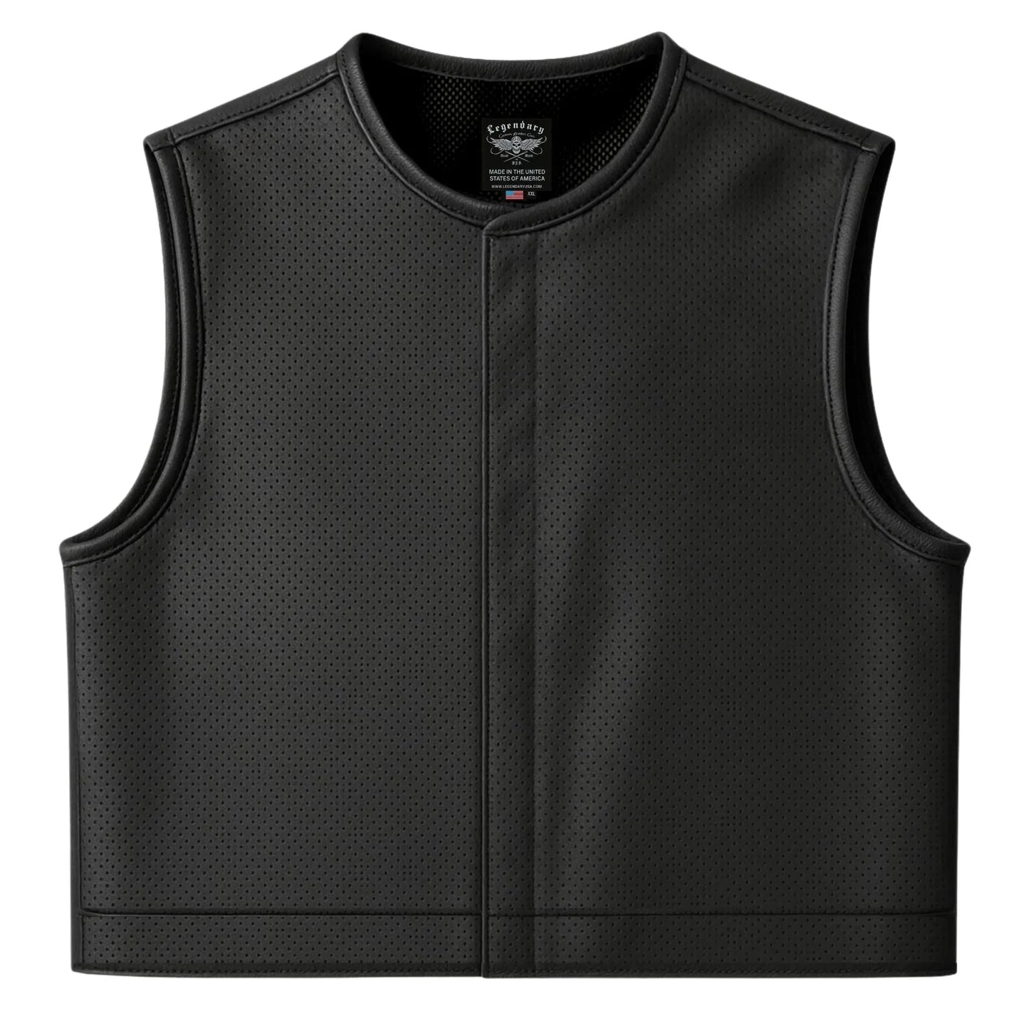Legendary LowLife NOP Perforated Leather Cropped Fitted Club Style Motorcycle Vest