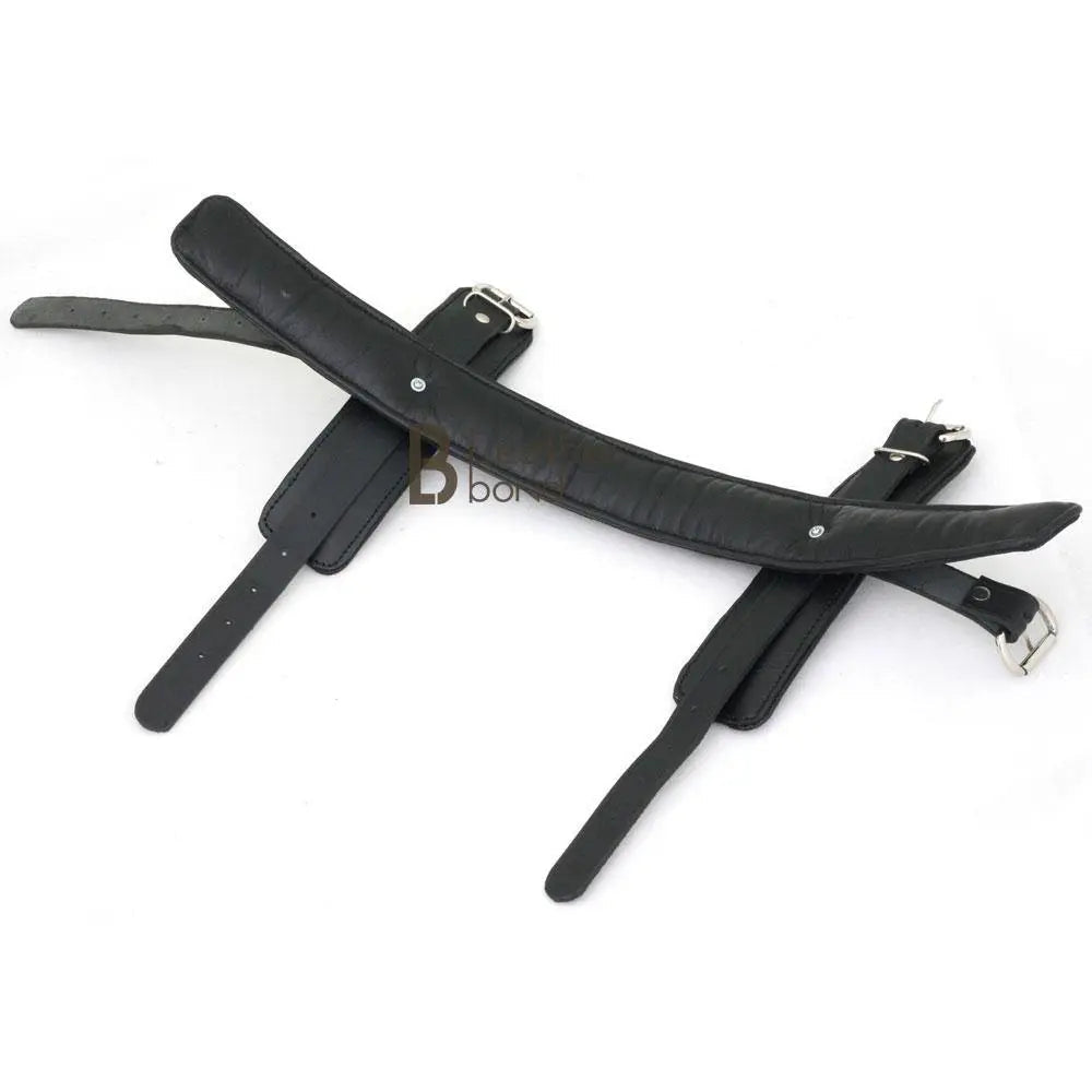 100% Genuine Cowhide Leather Neck Collar Wrist Cuffs Posture set Restraint Bondage BDSM