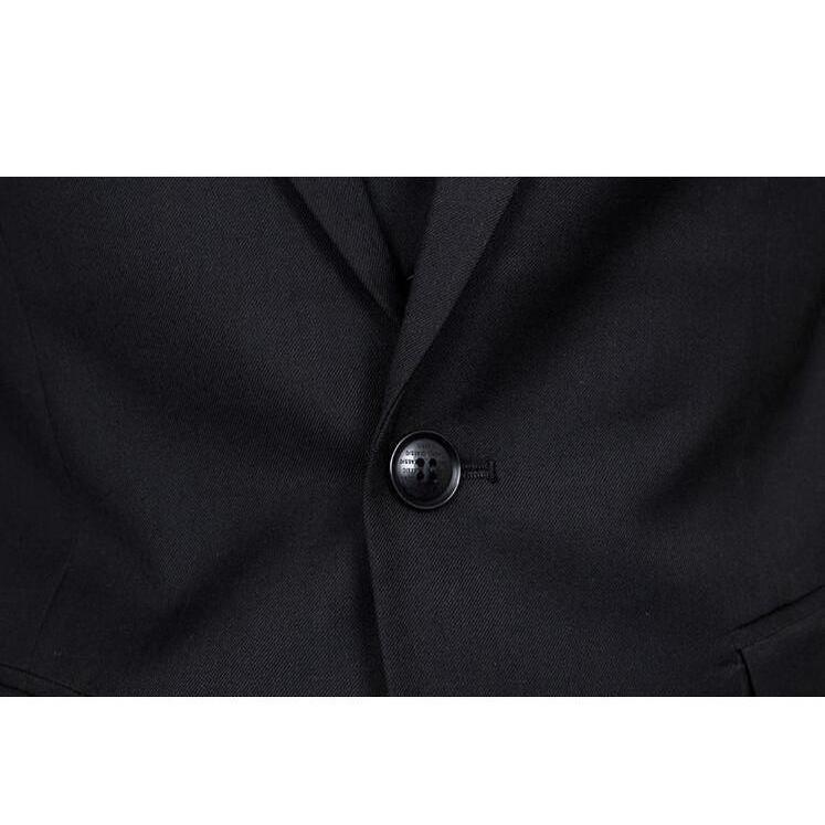 Men's Black One Button Slim Fit Suit - Three Piece