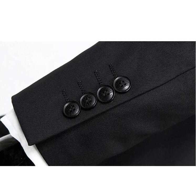 Men's Black One Button Slim Fit Suit - Three Piece