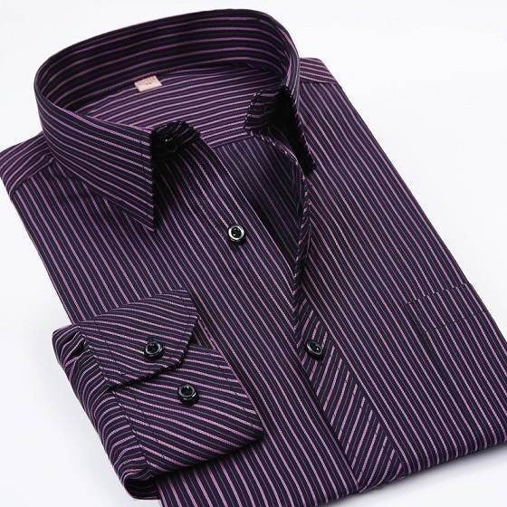 Men's Dark Blue Striped Dress Shirt - Multiple Sizes