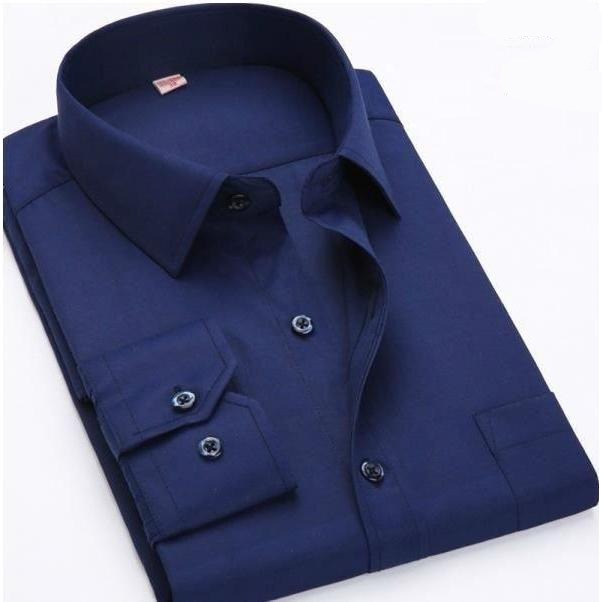 Men's Dark Blue Striped Dress Shirt - Multiple Sizes