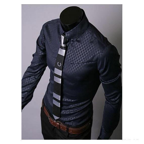 Men's Deep Blue Slim Fit Dress Shirt