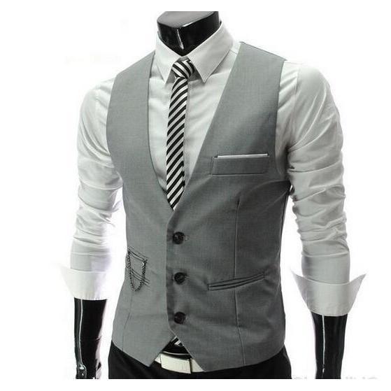 Men's Gray Slim Fit Vest