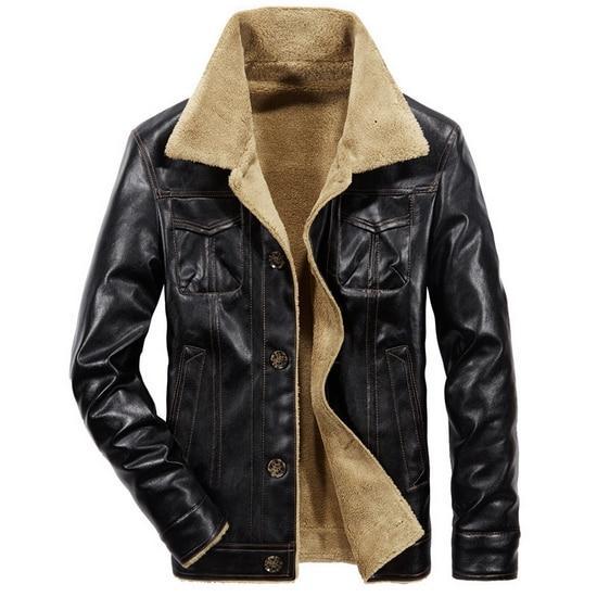 Men's Leather Fleece Jacket - 3 Colors
