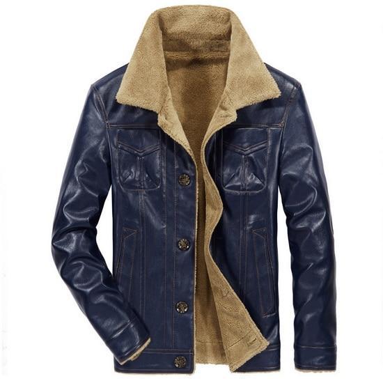 Men's Leather Fleece Jacket - 3 Colors