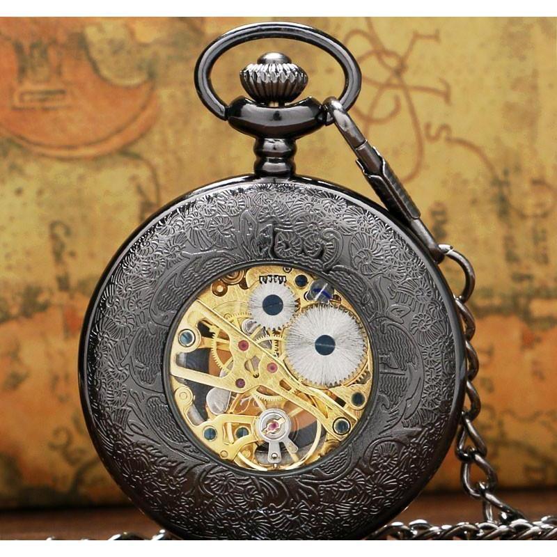 Men's Mechanical Hand Wind Steampunk Pocket Watch