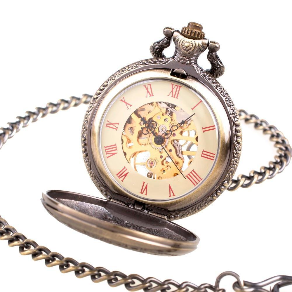 Men's Mechanical Hand Wind Zodiac Steampunk Pocket Watch
