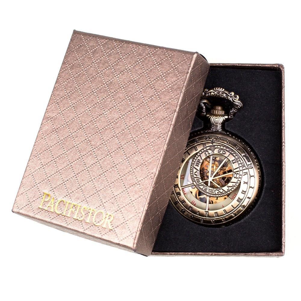 Men's Mechanical Hand Wind Zodiac Steampunk Pocket Watch