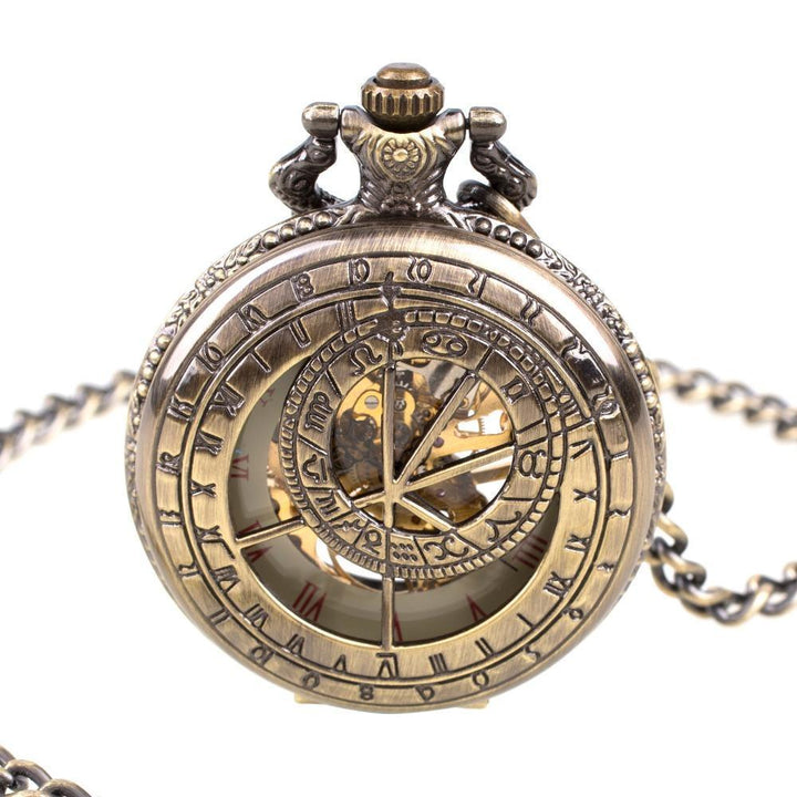 Men's Mechanical Hand Wind Zodiac Steampunk Pocket Watch