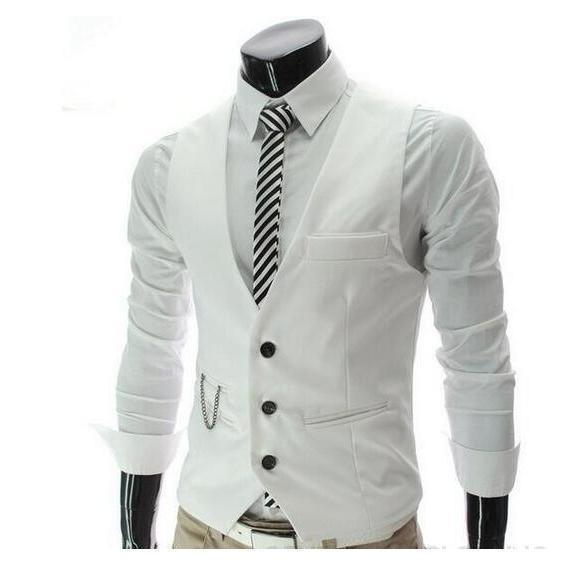 Men's White Slim Fit Vest