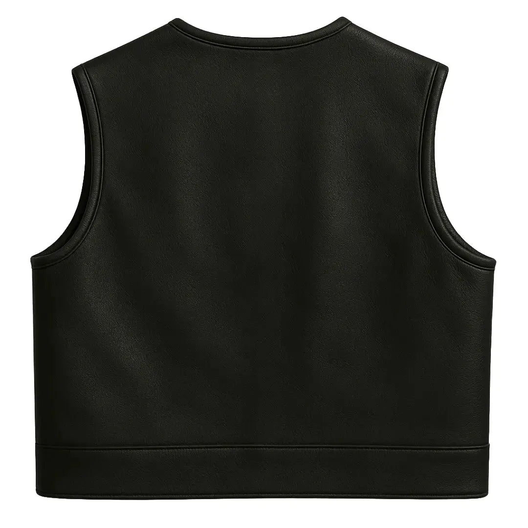 Legendary LowLife NOP Black Cropped Fitted Leather Club Style Motorcycle Vest