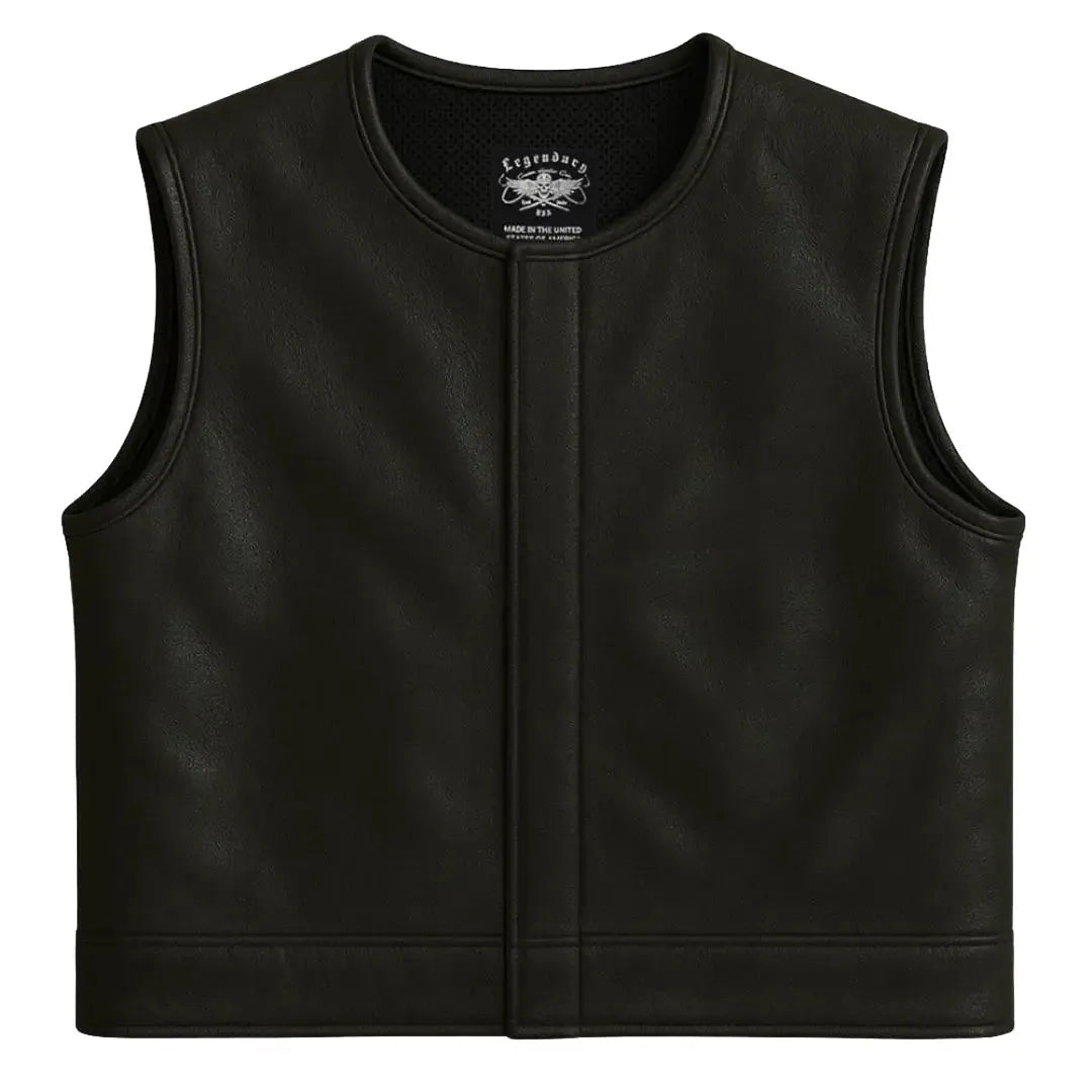 Legendary LowLife NOP Black Cropped Fitted Leather Club Style Motorcycle Vest