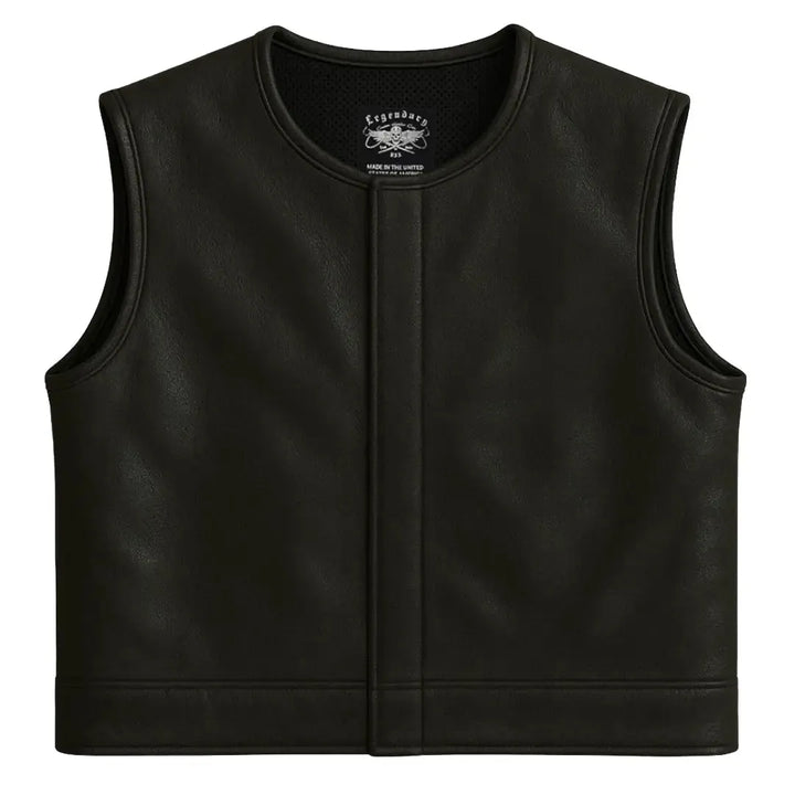 Legendary LowLife NOP Black Cropped Fitted Leather Club Style Motorcycle Vest