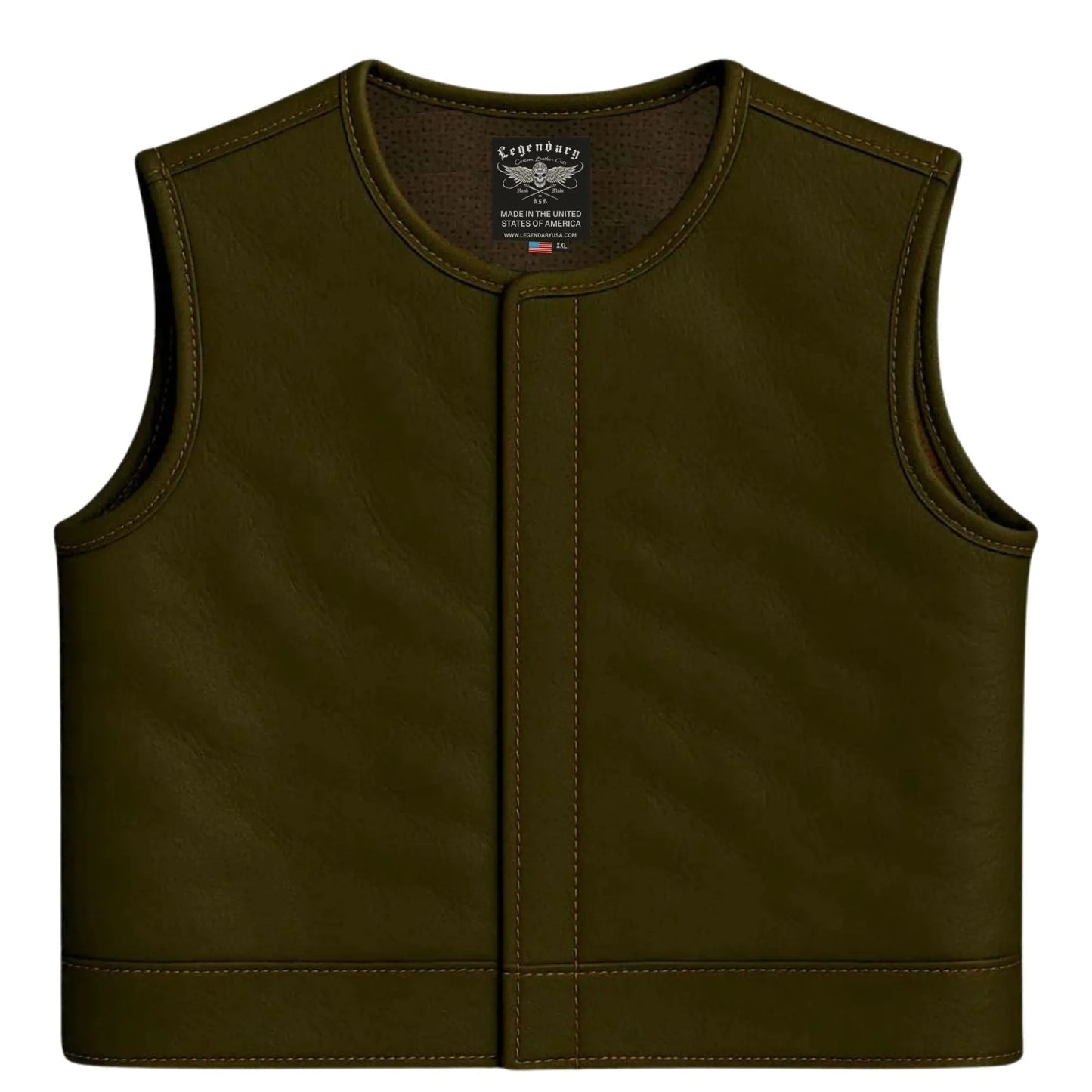 Legendary LowLife NOP Dark Chocolate Cropped Fitted Leather Club Style Motorcycle Vest