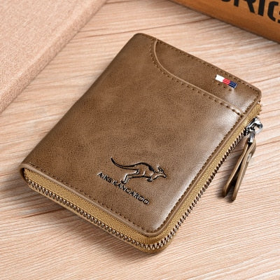 New Men Wallets Fashion Short Desigh Zipper Card Holder Men Leather Purse Solid Coin Pocket High Quality Male Purse