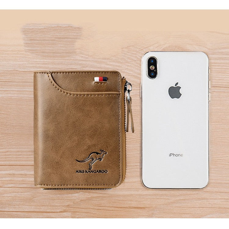 New Men Wallets Fashion Short Desigh Zipper Card Holder Men Leather Purse Solid Coin Pocket High Quality Male Purse