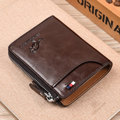 New Men Wallets Fashion Short Desigh Zipper Card Holder Men Leather Purse Solid Coin Pocket High Quality Male Purse