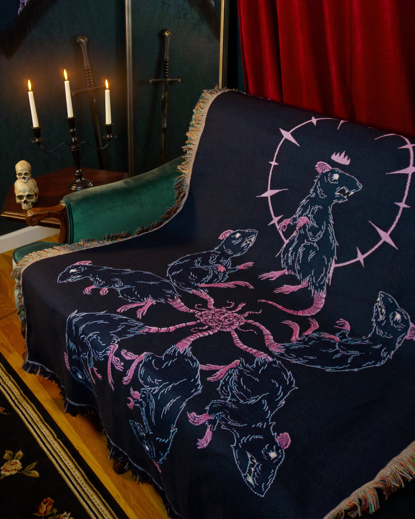 Rat King - Dark Folklore Woven Blanket