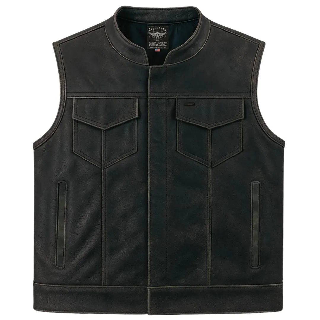 Legendary Reckless Outlaw Men's Aged Leather Motorcycle Vest