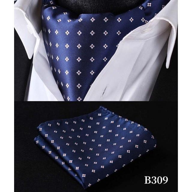 Royal Blue Silk Ascot/Cravat Tie & Handkerchief