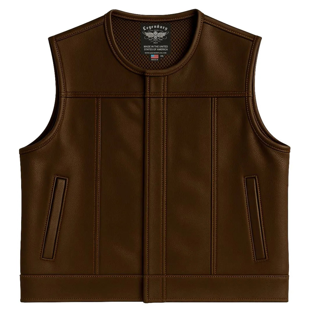 Legendary LowLife NCP Dark Chocolate Cropped Fitted Leather Club Style Motorcycle Vest