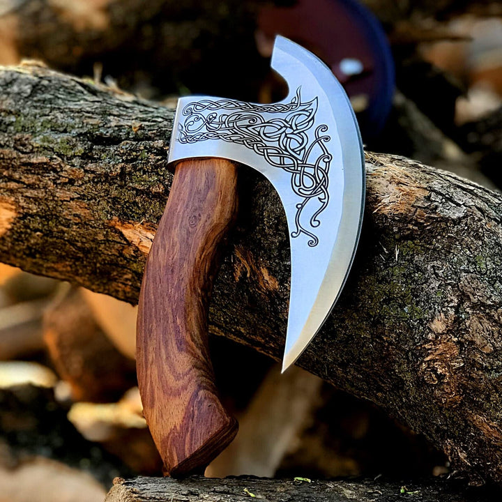 Custom Hand-Engraved Axe Pizza Cutter – 8" J2 Steel Blade