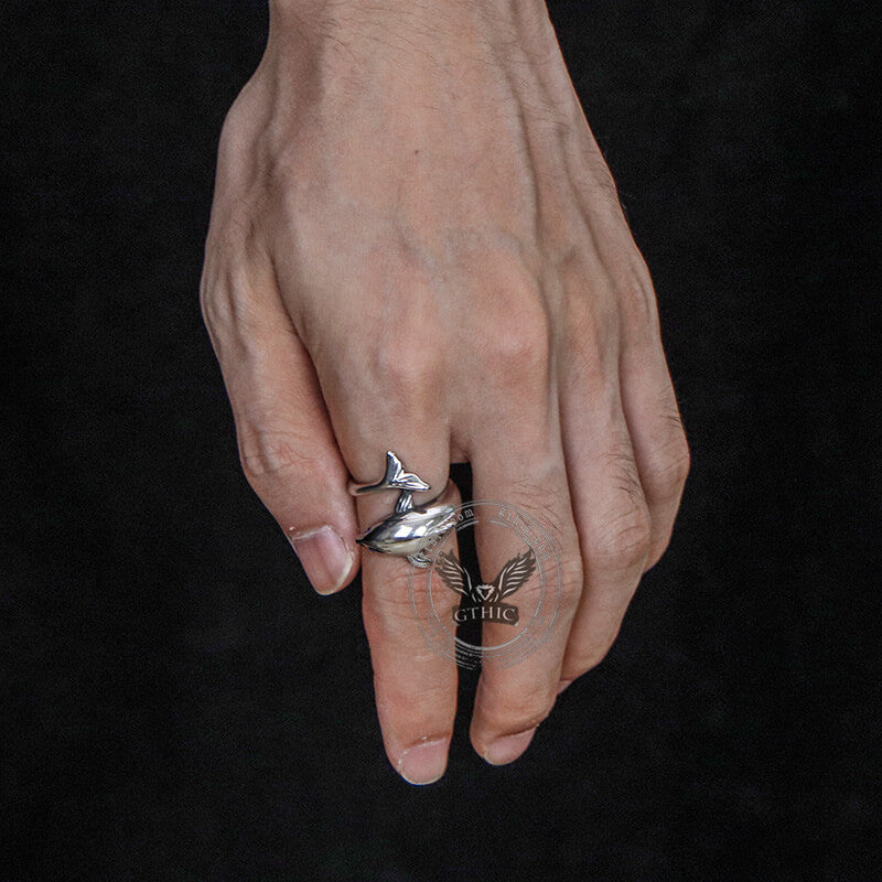 Blue Eyes Dolphin Stainless Steel Animal Ring