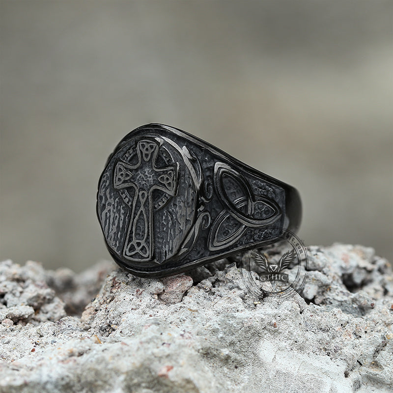Celtic Cross Knot Stainless Steel Ring