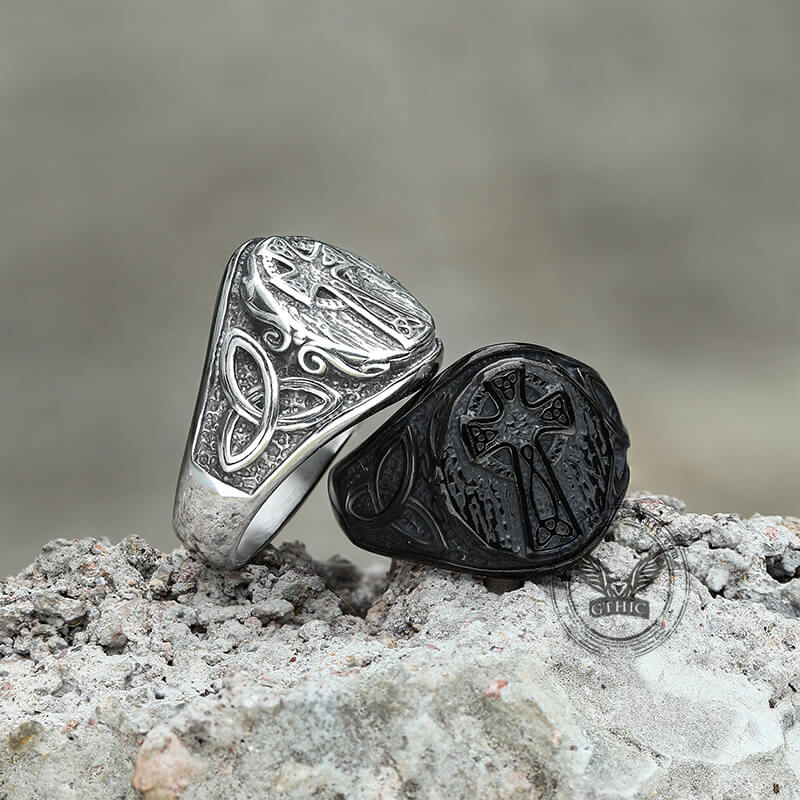 Celtic Cross Knot Stainless Steel Ring