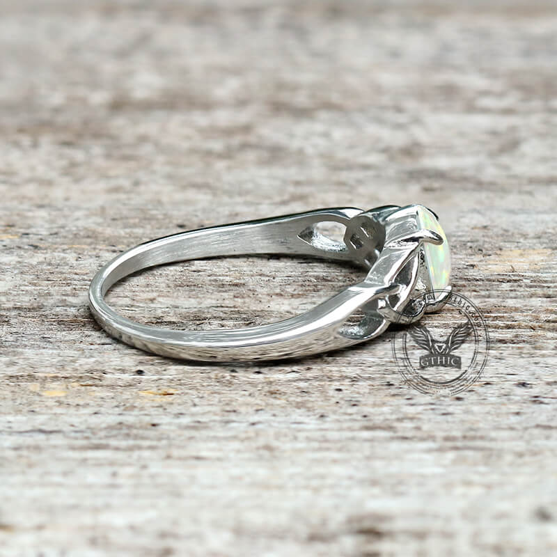 Celtic Knot Opal Stainless Steel Gemstone Ring
