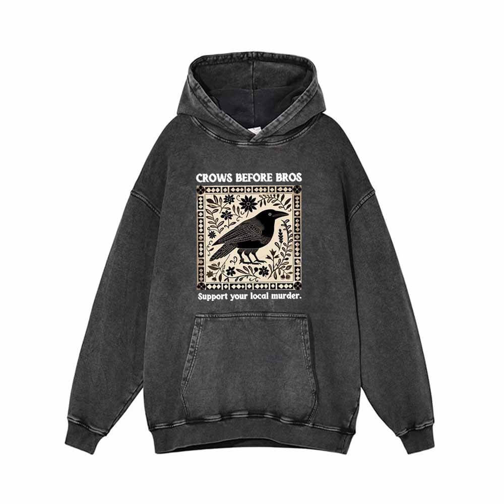 Crows Before Bros Vintage Washed Hoodie