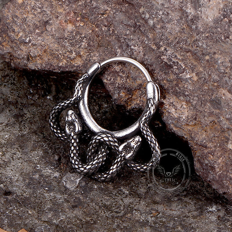 Double Snake Wrapped Stainless Steel Earrings