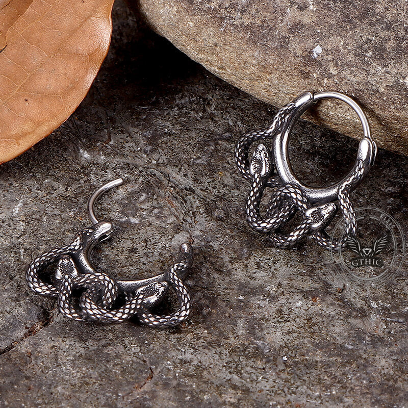 Double Snake Wrapped Stainless Steel Earrings