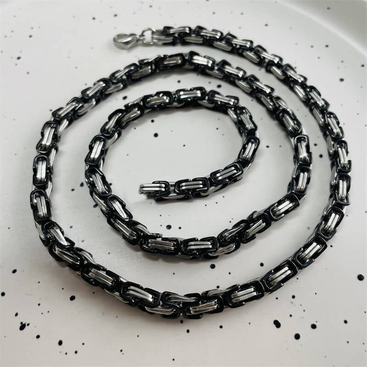 Flat Byzantine Chain Stainless Steel Necklace