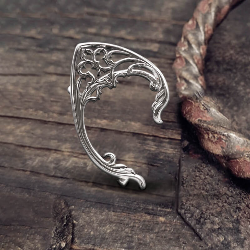 Floral Pattern Stainless Steel Elf Ear Cuff