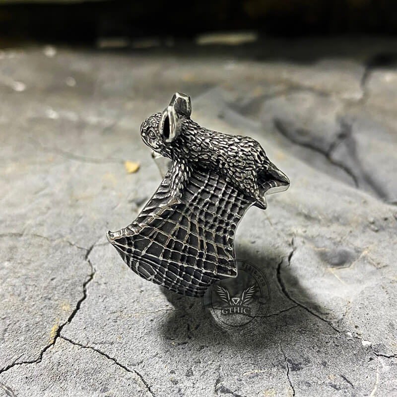 Flying Bat Stainless Steel Animal Ring
