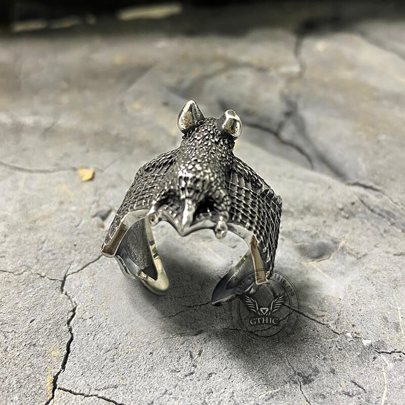 Flying Bat Stainless Steel Animal Ring