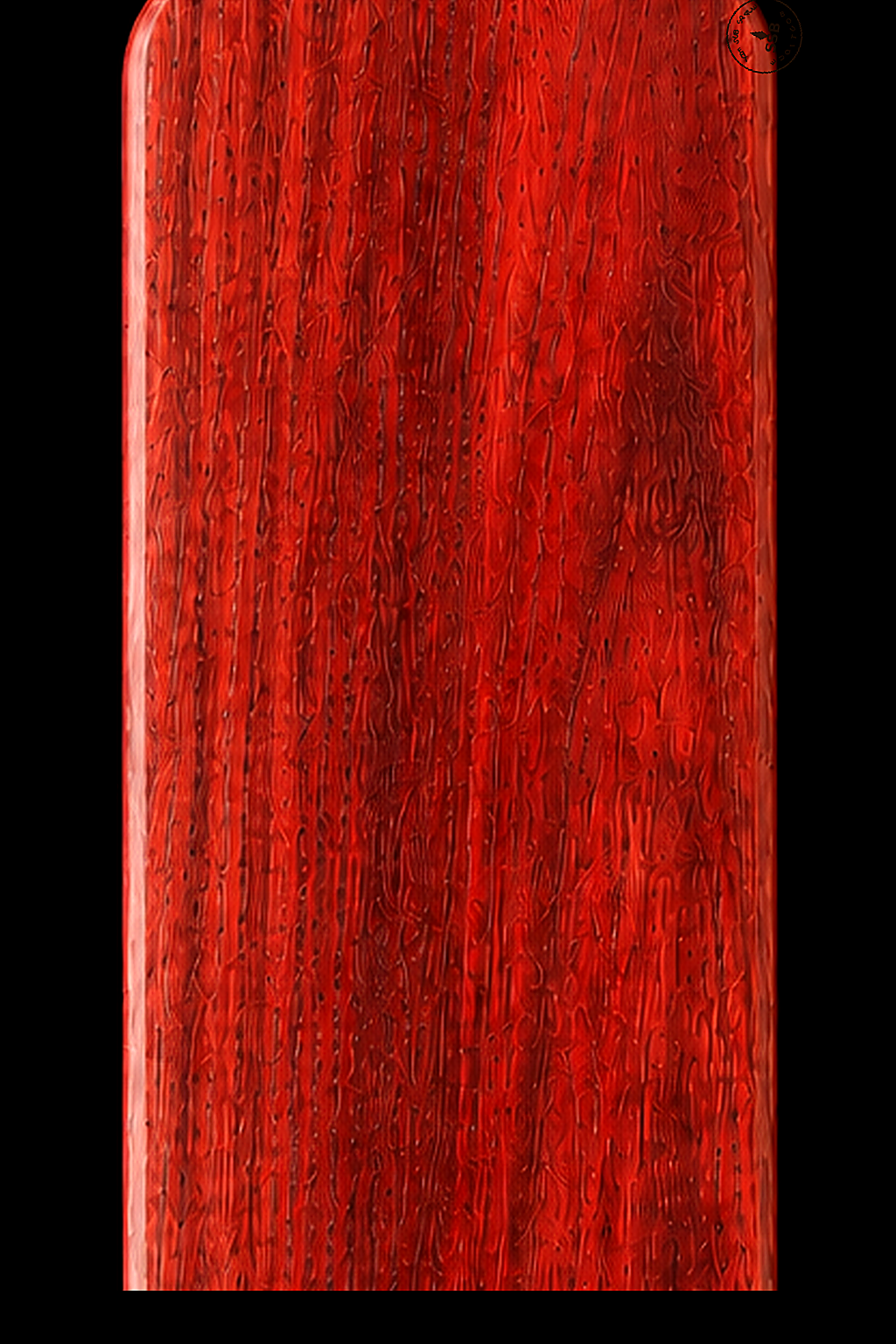 Full Paddle in Bloodwood — Blade grain and maker's mark